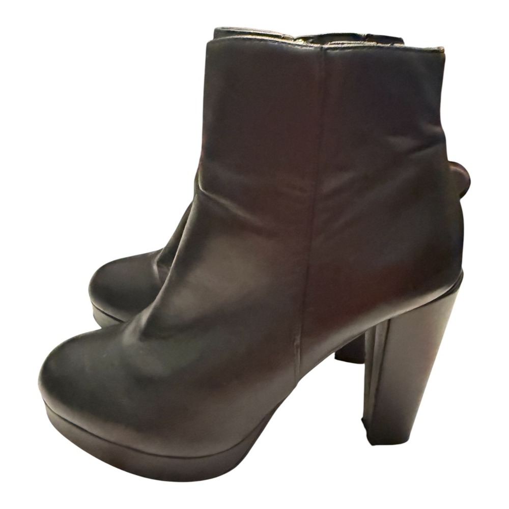 Bamboo Black Platform Ankle Boots Women 7 Faux Leather 4" Block Heel Y2K